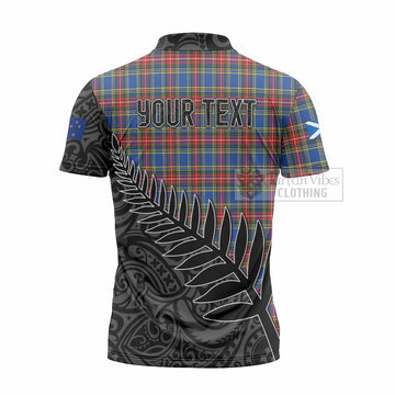 MacBeth (McBeth) Crest Tartan Zipper Polo Shirt with New Zealand Silver Fern Half Style