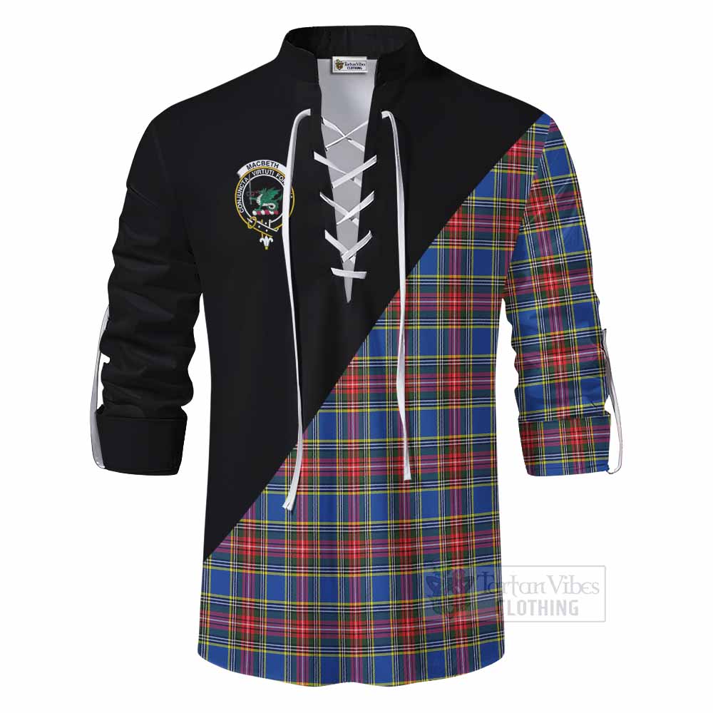 Tartan Vibes Clothing MacBeth (McBeth) Tartan Ghillie Kilt Shirt with Family Crest and Military Logo Style