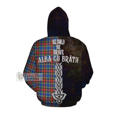 MacBeth (McBeth) Tartan Family Crest Cotton Hoodie Alba Gu Brath Be Brave Lion Ancient Style Pullover Hoodie - Tartan Vibes Clothing
