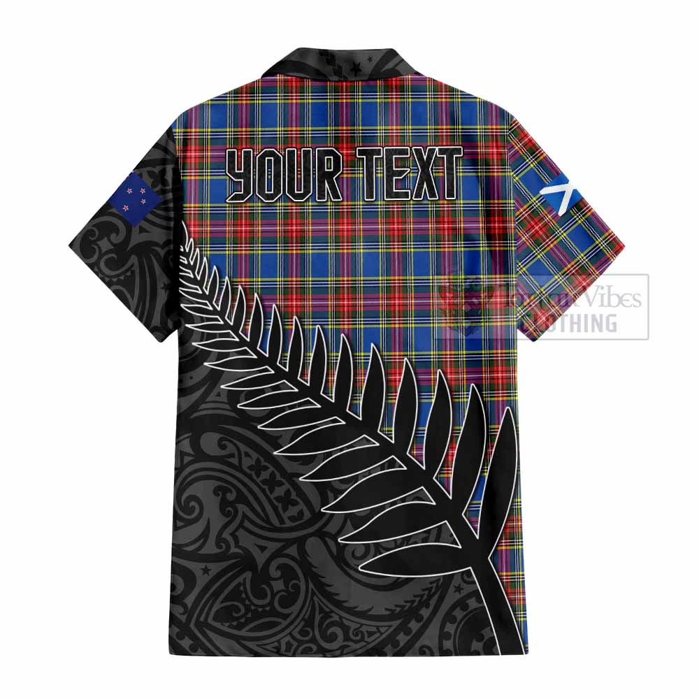 Tartan Vibes Clothing MacBeth (McBeth) Crest Tartan Short Sleeve Button Shirt with New Zealand Silver Fern Half Style