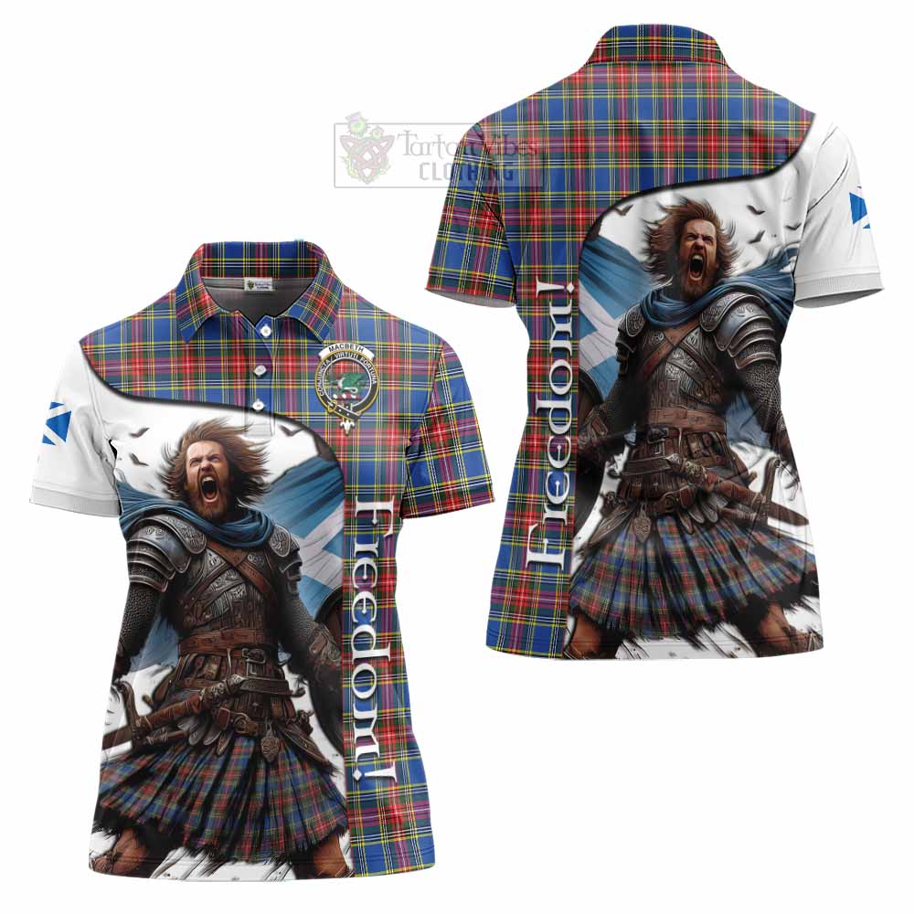 Tartan Vibes Clothing MacBeth (McBeth) Crest Tartan Women's Polo Shirt Inspired by the Freedom of Scottish Warrior