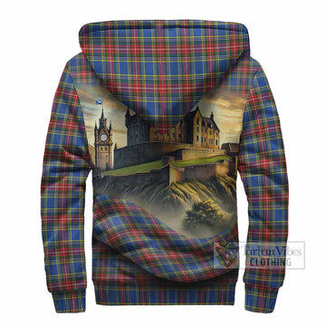MacBeth (McBeth) Tartan Family Crest Sherpa Hoodie with Scottish Ancient Castle Style - Tartan Vibes Clothing