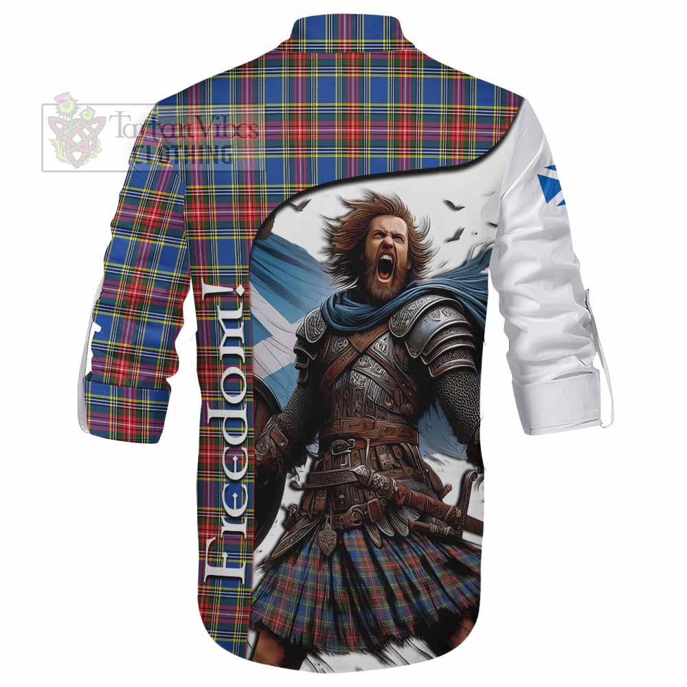 Tartan Vibes Clothing MacBeth (McBeth) Crest Tartan Ghillie Kilt Shirt Inspired by the Freedom of Scottish Warrior