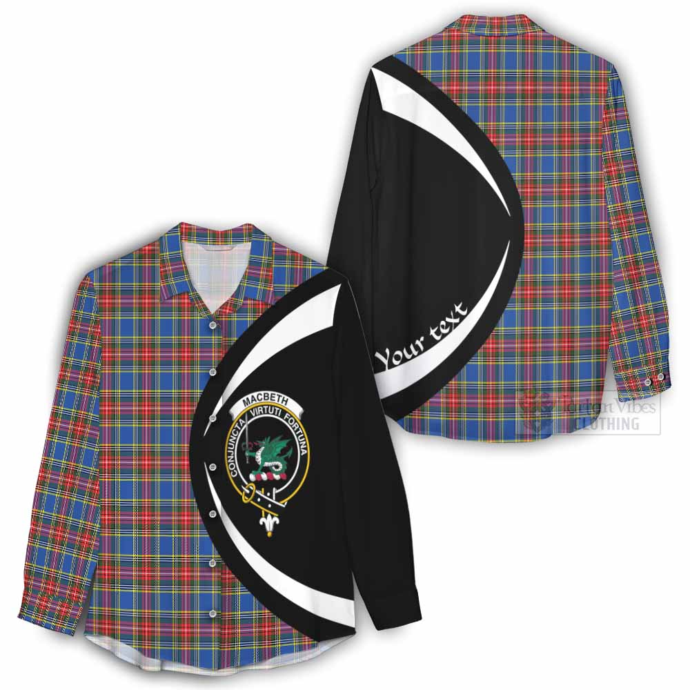 Tartan Vibes Clothing MacBeth (McBeth) Tartan Women's Casual Shirt with Family Crest Circle Style