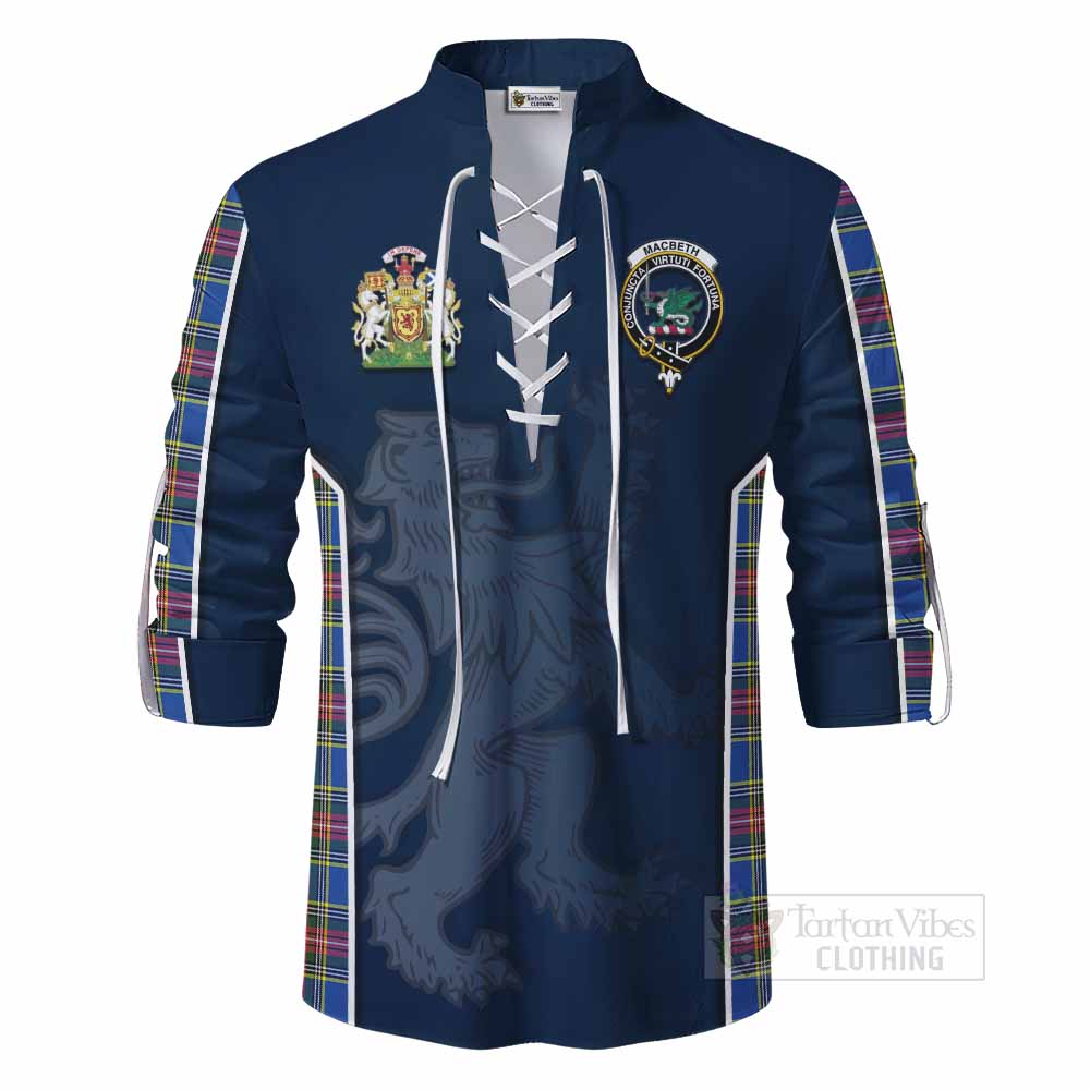 Tartan Vibes Clothing MacBeth (McBeth) Tartan Ghillie Kilt Shirt with Family Crest and Lion Rampant Vibes Sport Style