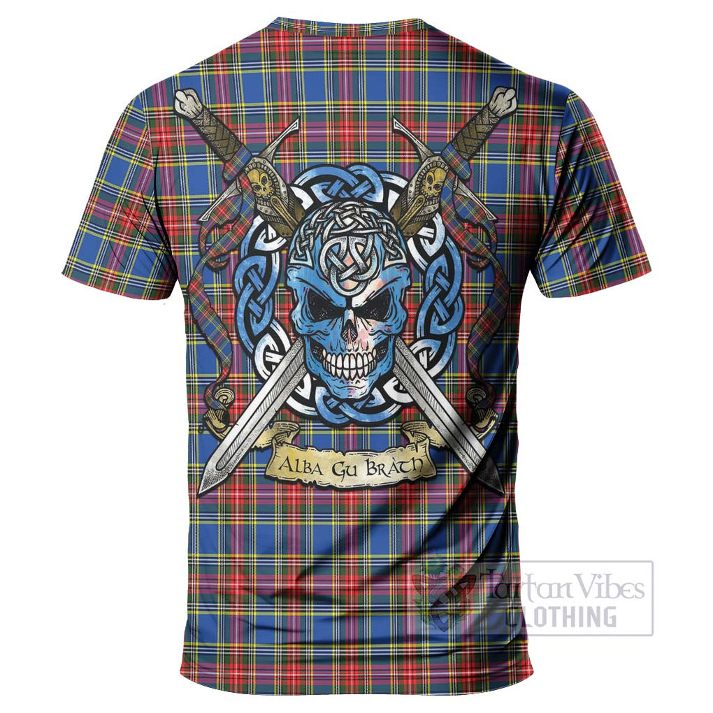 Tartan Vibes Clothing MacBeth (McBeth) Tartan T-Shirt with Family Crest Celtic Skull Style