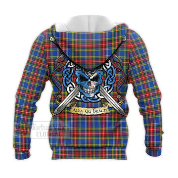 MacBeth (McBeth) Tartan Knitted Hoodie with Family Crest Celtic Skull Style