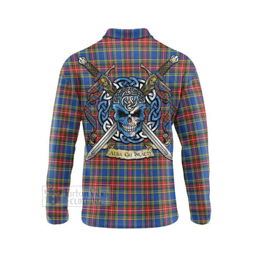 MacBeth (McBeth) Tartan Long Sleeve Polo Shirt with Family Crest Celtic Skull Style - Tartan Vibes Clothing