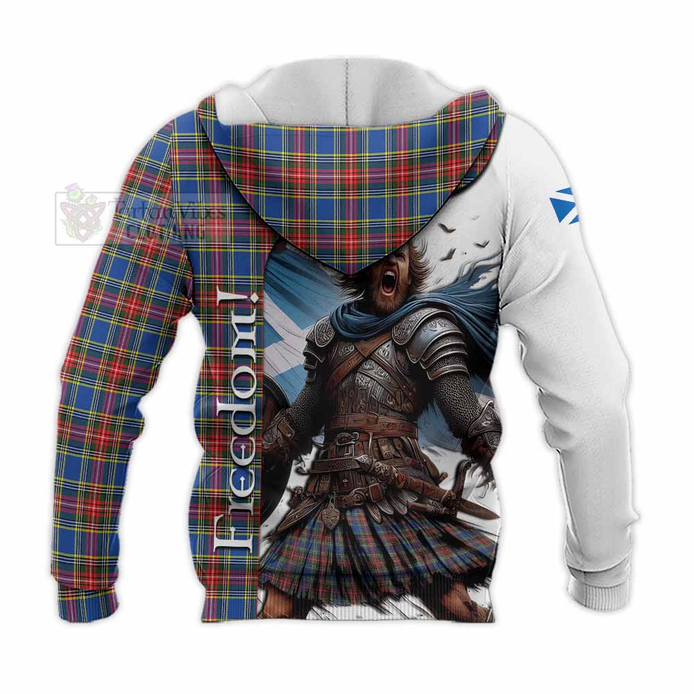 Tartan Vibes Clothing MacBeth (McBeth) Crest Tartan Knitted Hoodie Inspired by the Freedom of Scottish Warrior