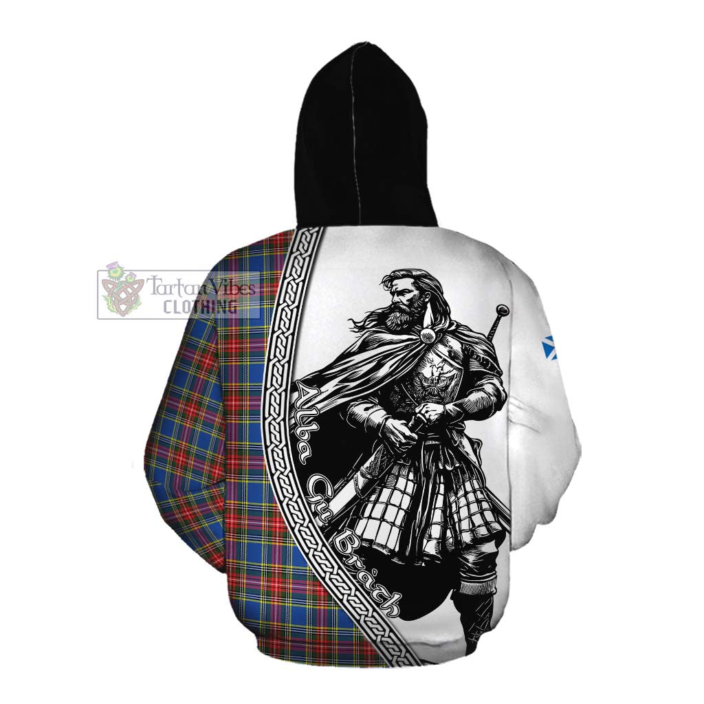 MacBeth (McBeth) Tartan Clan Crest Cotton Hoodie with Highlander Warrior Celtic Style Pullover Hoodie - Tartan Vibes Clothing