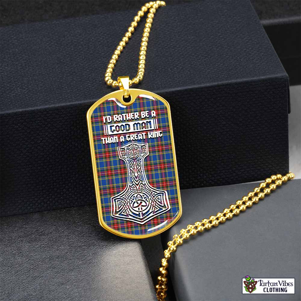 MacBeth (McBeth) Tartan Dog Tag Necklace Viking Mjolnir Style Gold No - Tartan Vibes Clothing