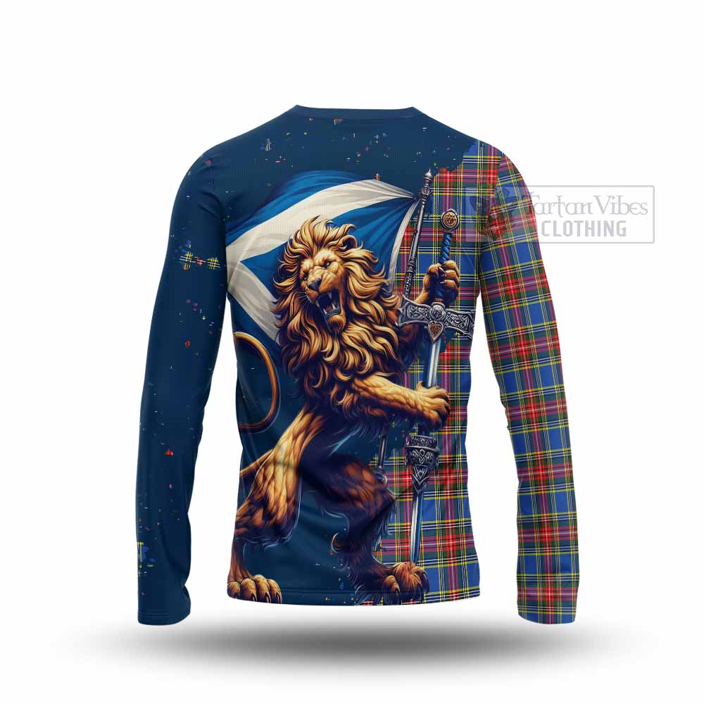 Tartan Vibes Clothing MacBeth (McBeth) Tartan Family Crest Long Sleeve T-Shirt with Scottish Majestic Lion