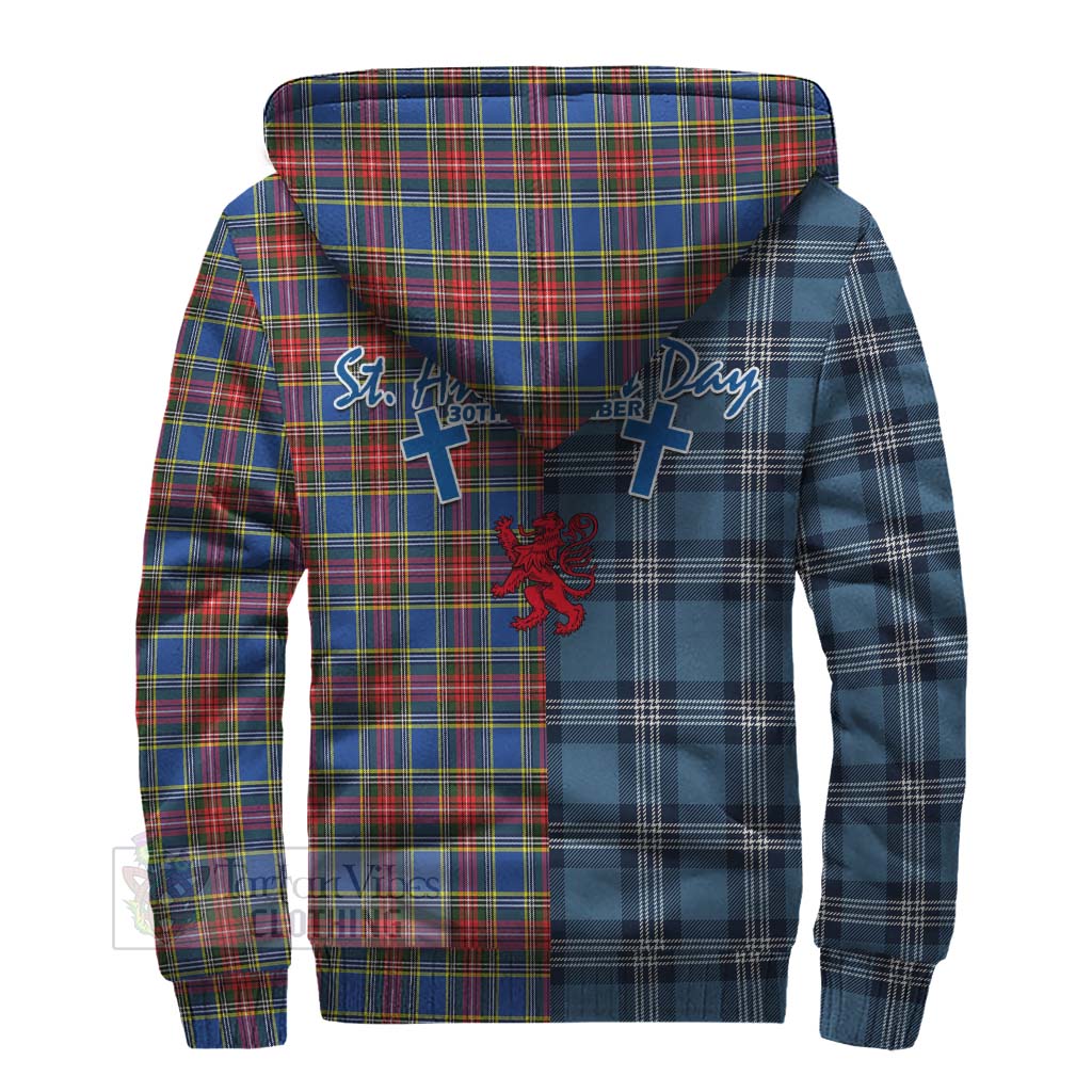 Tartan Vibes Clothing MacBeth (McBeth) Tartan Sherpa Hoodie Happy St. Andrew's Day Half Tartan Style