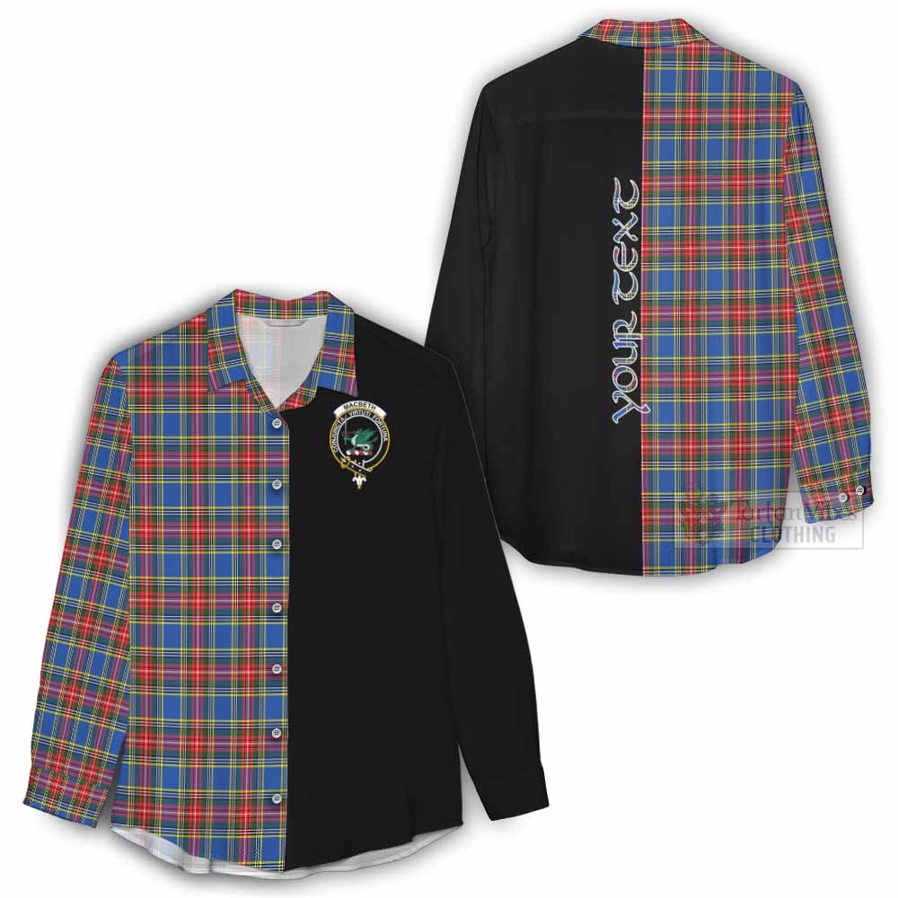 Tartan Vibes Clothing MacBeth (McBeth) Tartan Women's Casual Shirt with Family Crest and Half Of Me Style