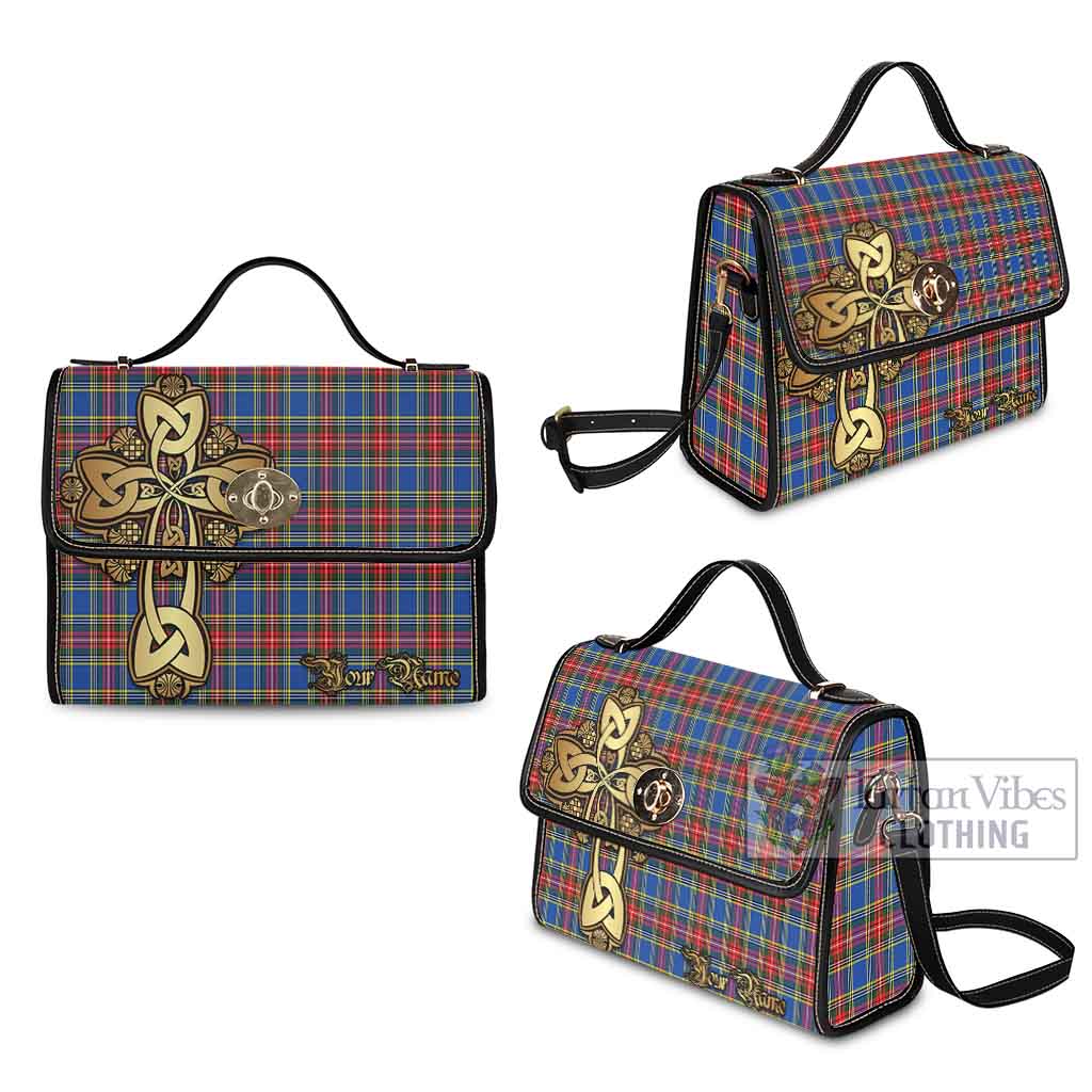 Tartan Vibes Clothing MacBeth (McBeth) Tartan Waterproof Canvas Bag Golden Thistle Celtic Cross Style