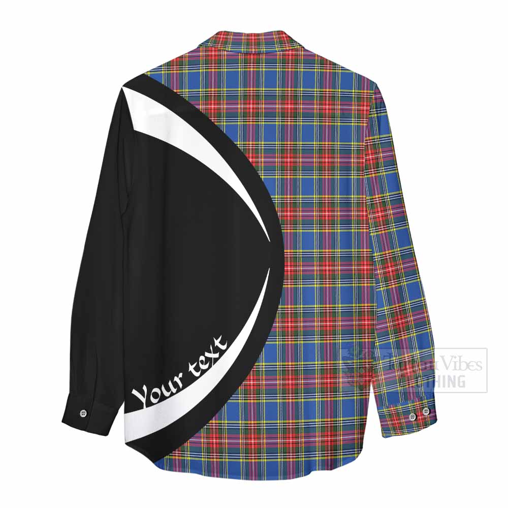 Tartan Vibes Clothing MacBeth (McBeth) Tartan Women's Casual Shirt with Family Crest Circle Style