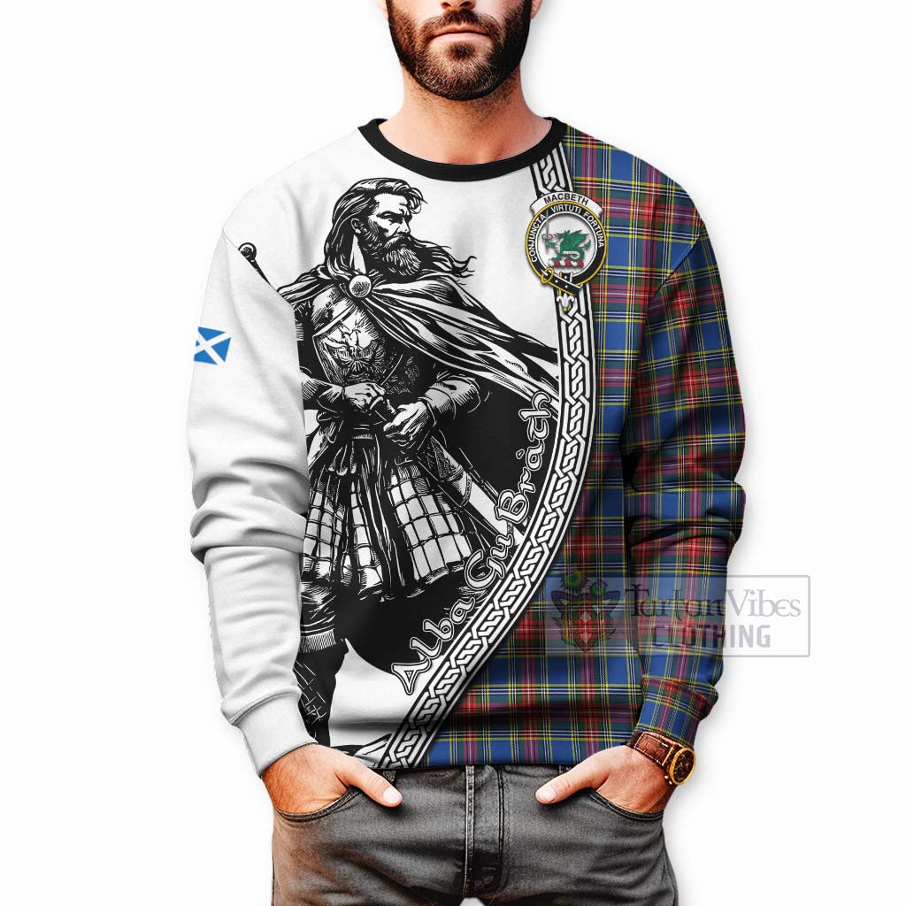 Tartan Vibes Clothing MacBeth (McBeth) Tartan Clan Crest Sweatshirt with Highlander Warrior Celtic Style