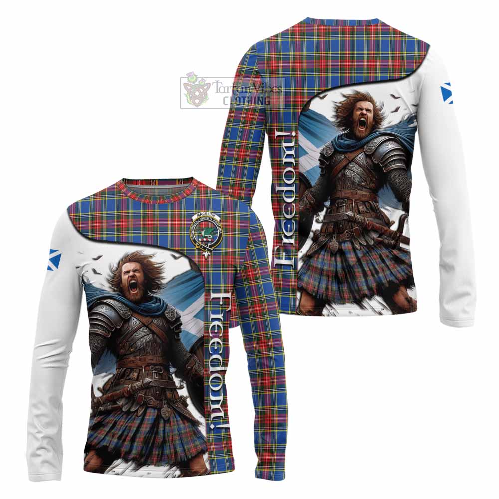 Tartan Vibes Clothing MacBeth (McBeth) Crest Tartan Long Sleeve T-Shirt Inspired by the Freedom of Scottish Warrior