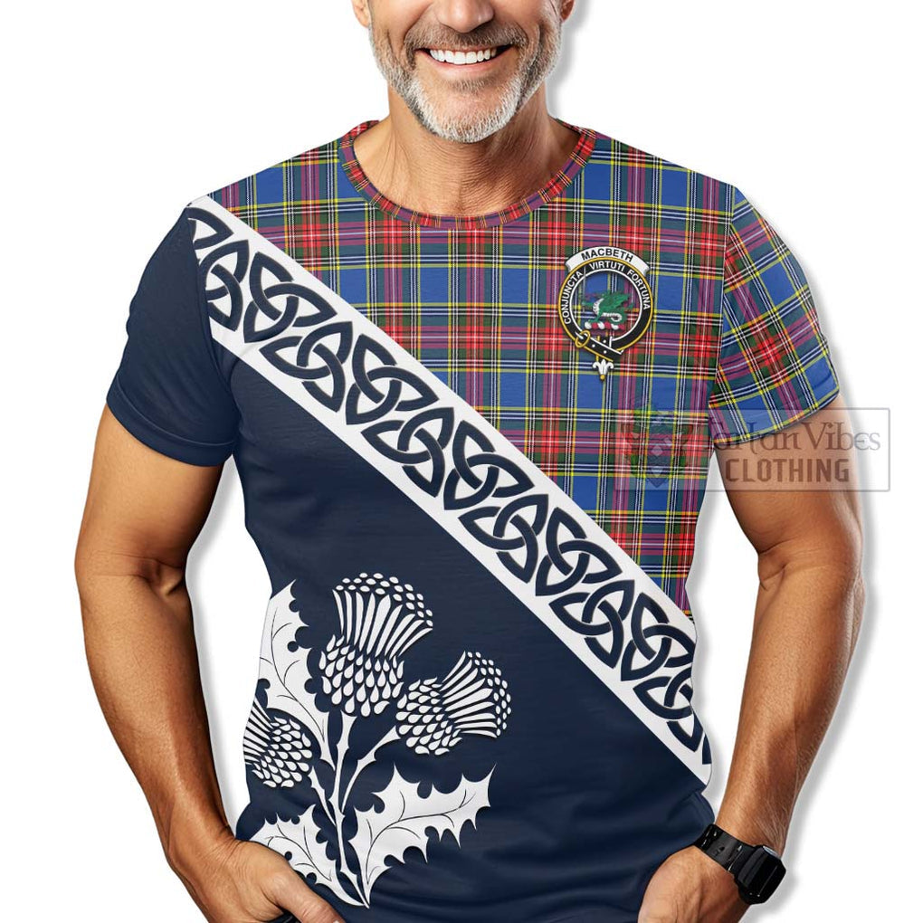 MacBeth (McBeth) Tartan T-Shirt Featuring Thistle and Scotland Map