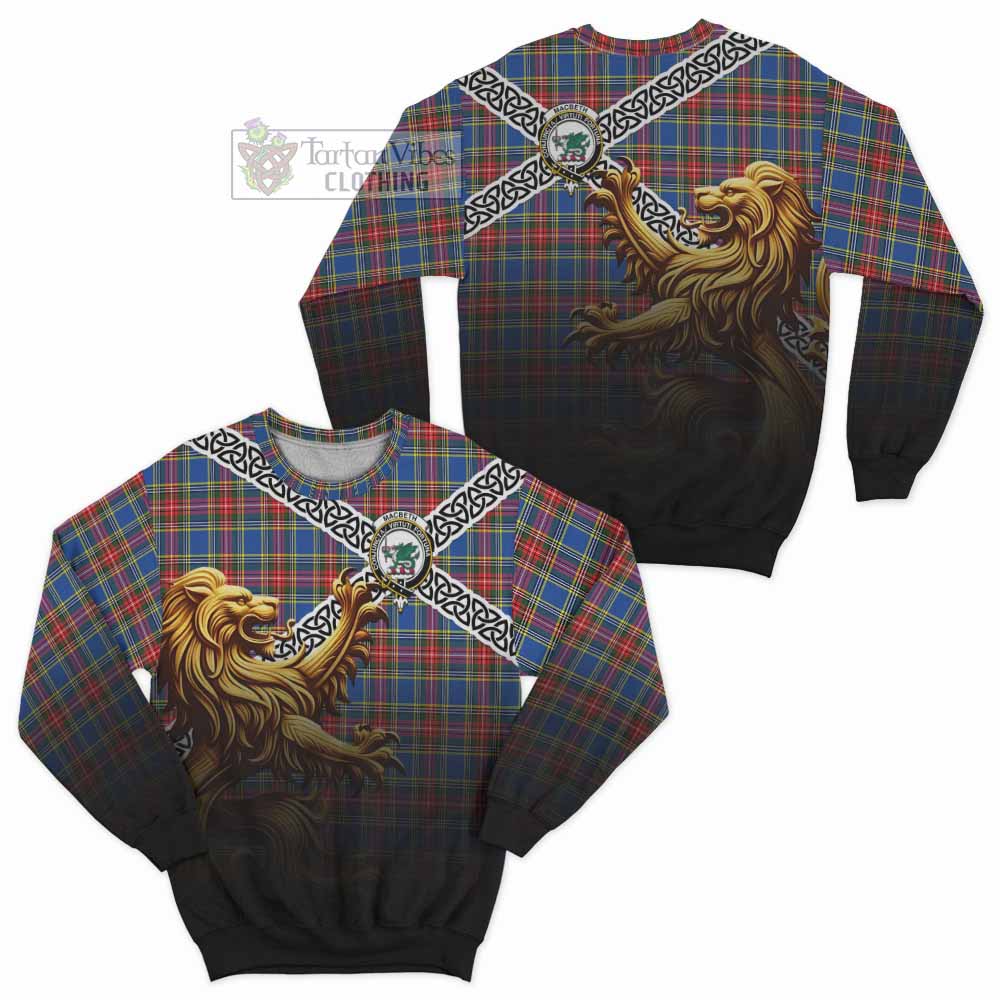 MacBeth (McBeth) Crest Tartan Sweatshirt with Golden Lion Emblem Celtic Style - Tartan Vibes Clothing