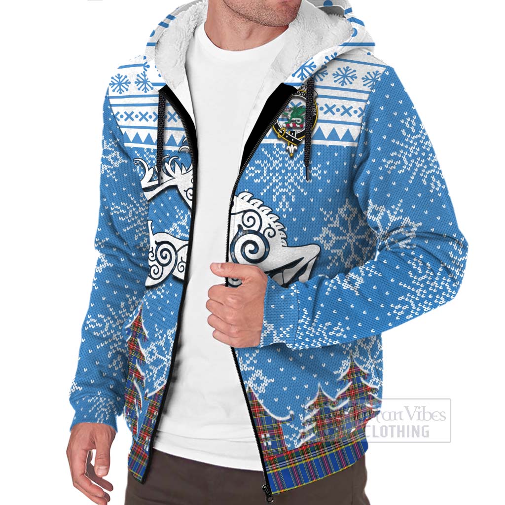 Tartan Vibes Clothing MacBeth (McBeth) Clan Christmas Sherpa Hoodie Celtic Reindeer Style