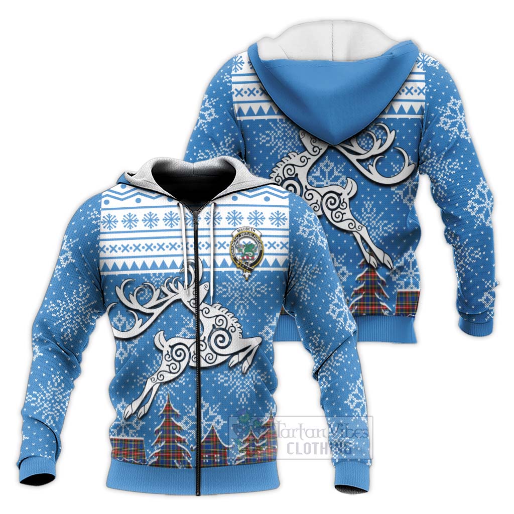 Tartan Vibes Clothing MacBeth (McBeth) Clan Christmas Knitted Hoodie Celtic Reindeer Style