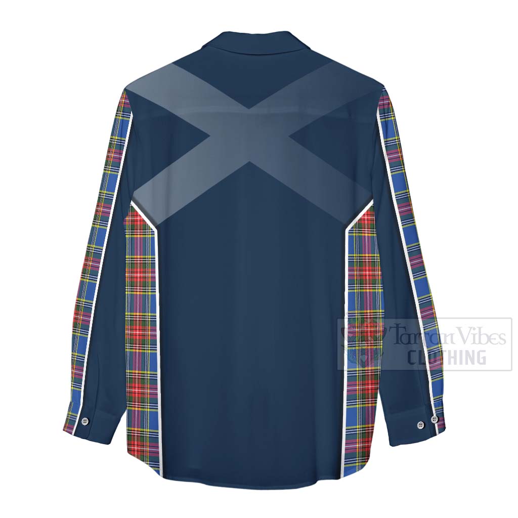 Tartan Vibes Clothing MacBeth (McBeth) Tartan Women's Casual Shirt with Family Crest and Scottish Thistle Vibes Sport Style