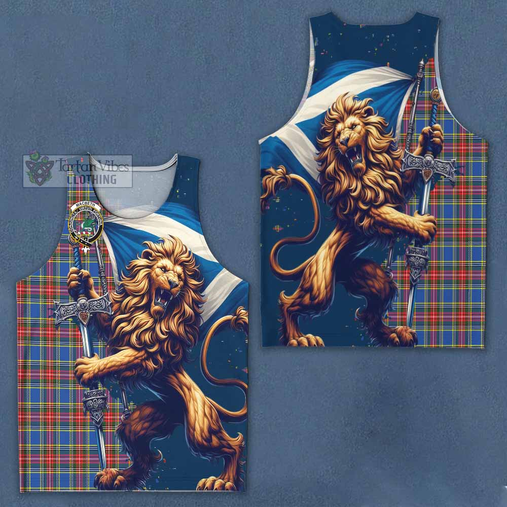 Tartan Vibes Clothing MacBeth (McBeth) Tartan Family Crest Men's Tank Top with Scottish Majestic Lion