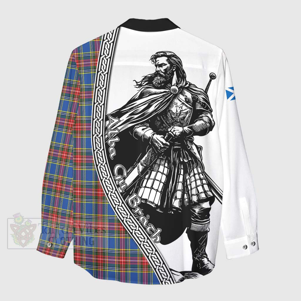 Tartan Vibes Clothing MacBeth (McBeth) Tartan Clan Crest Women's Casual Shirt with Highlander Warrior Celtic Style