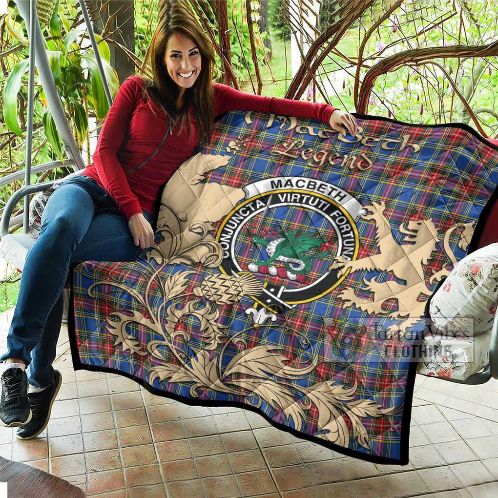 Tartan Vibes Clothing MacBeth (McBeth) Tartan Quilt with Family Crest and Scottish Symbol Style