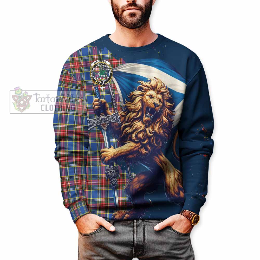 Tartan Vibes Clothing MacBeth (McBeth) Tartan Family Crest Sweatshirt with Scottish Majestic Lion