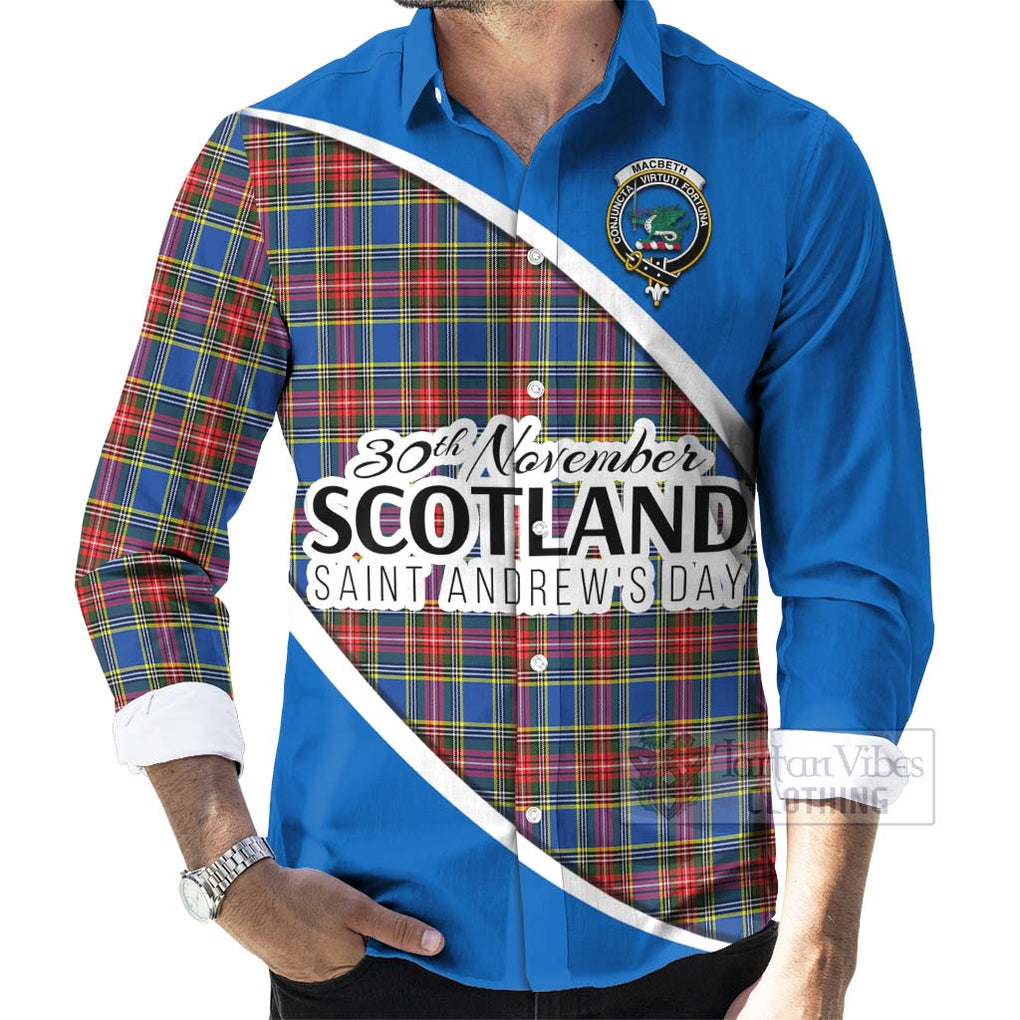 Tartan Vibes Clothing MacBeth (McBeth) Family Crest Tartan Long Sleeve Button Shirt Celebrate Saint Andrew's Day in Style