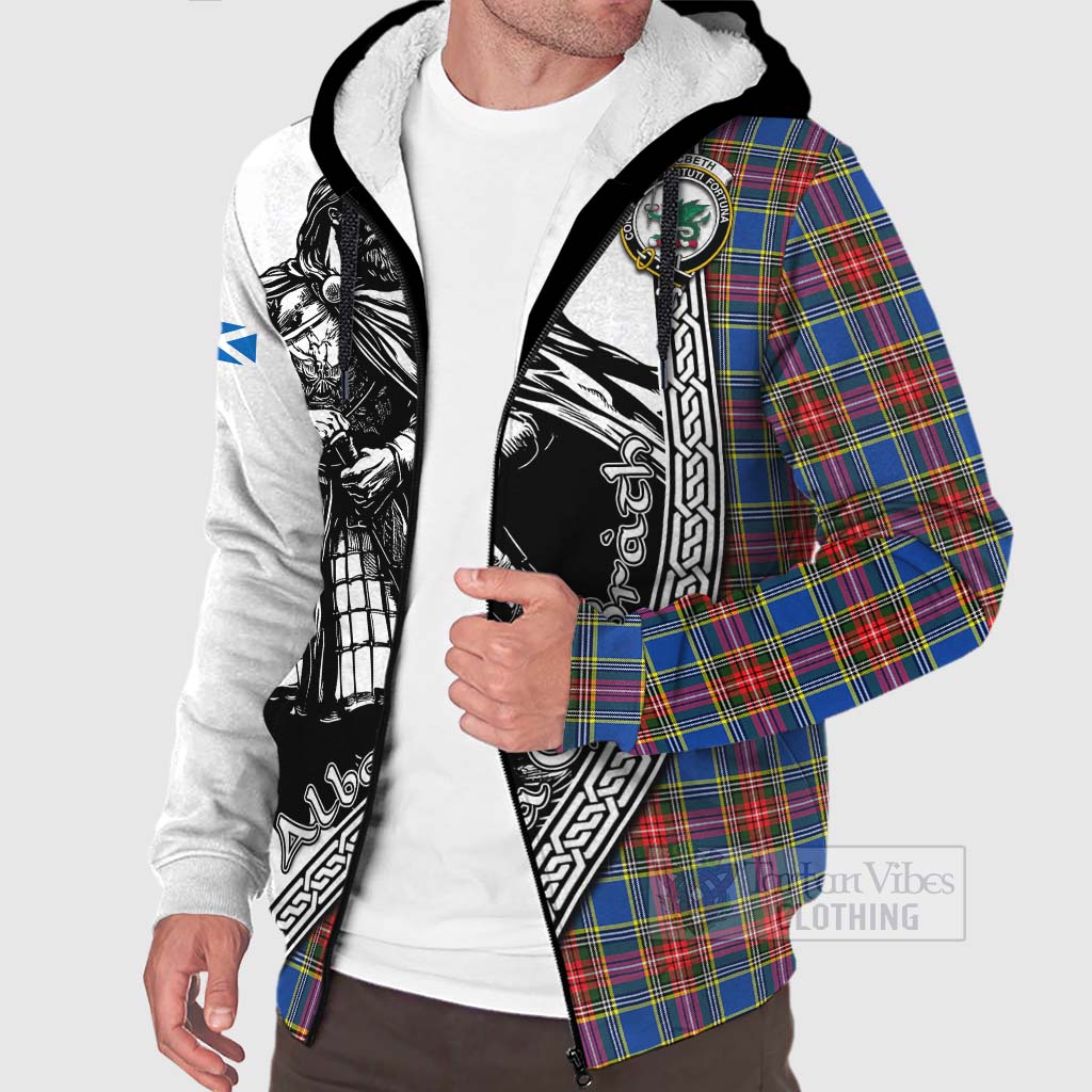 Tartan Vibes Clothing MacBeth (McBeth) Tartan Clan Crest Sherpa Hoodie with Highlander Warrior Celtic Style