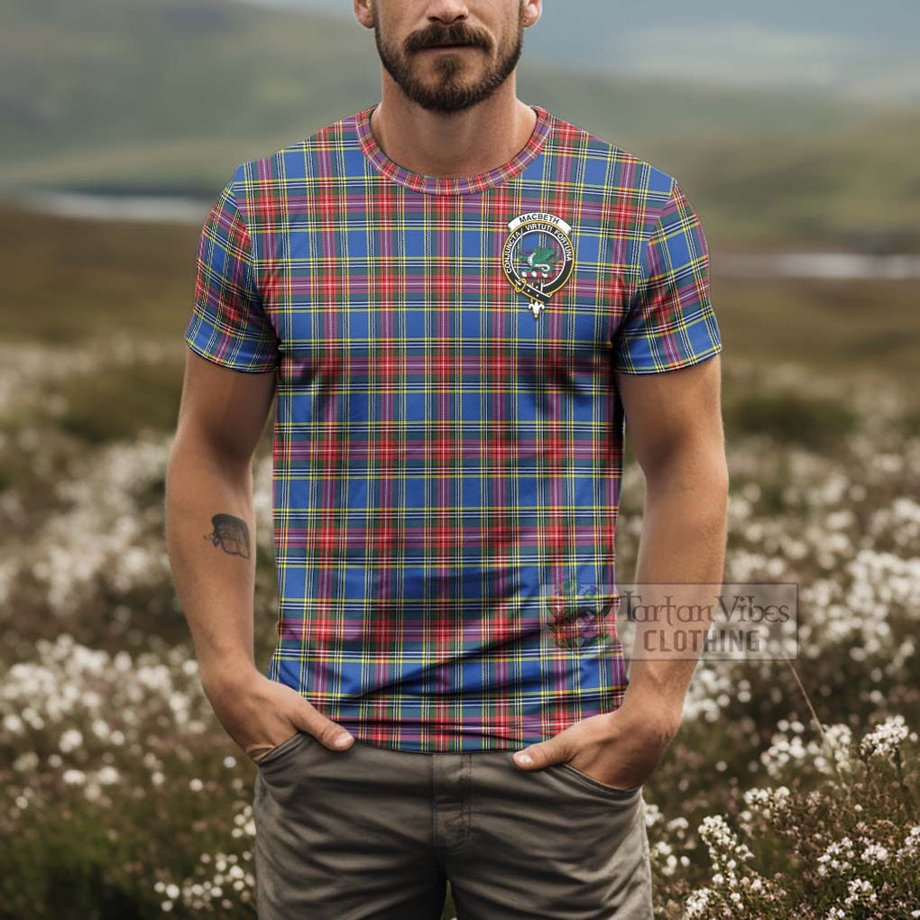 Tartan Vibes Clothing MacBeth (McBeth) Tartan T-Shirt with Family Crest and Bearded Skull Holding Bottles of Whiskey