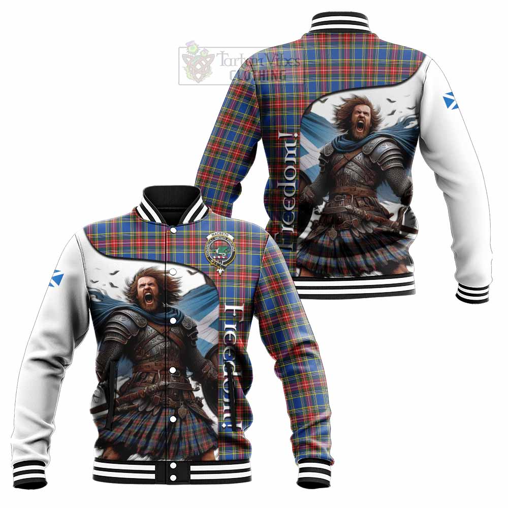 Tartan Vibes Clothing MacBeth (McBeth) Crest Tartan Baseball Jacket Inspired by the Freedom of Scottish Warrior