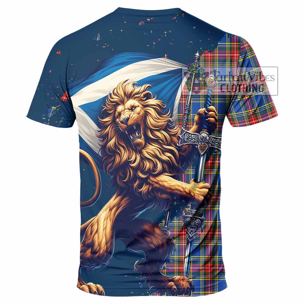 Tartan Vibes Clothing MacBeth (McBeth) Tartan Family Crest T-Shirt with Scottish Majestic Lion