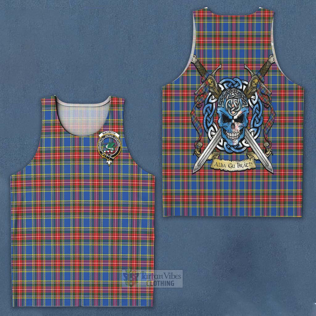 Tartan Vibes Clothing MacBeth (McBeth) Tartan Men's Tank Top with Family Crest Celtic Skull Style