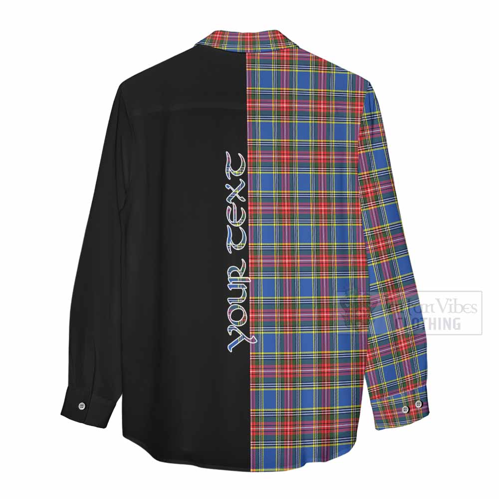 Tartan Vibes Clothing MacBeth (McBeth) Tartan Women's Casual Shirt with Family Crest and Half Of Me Style