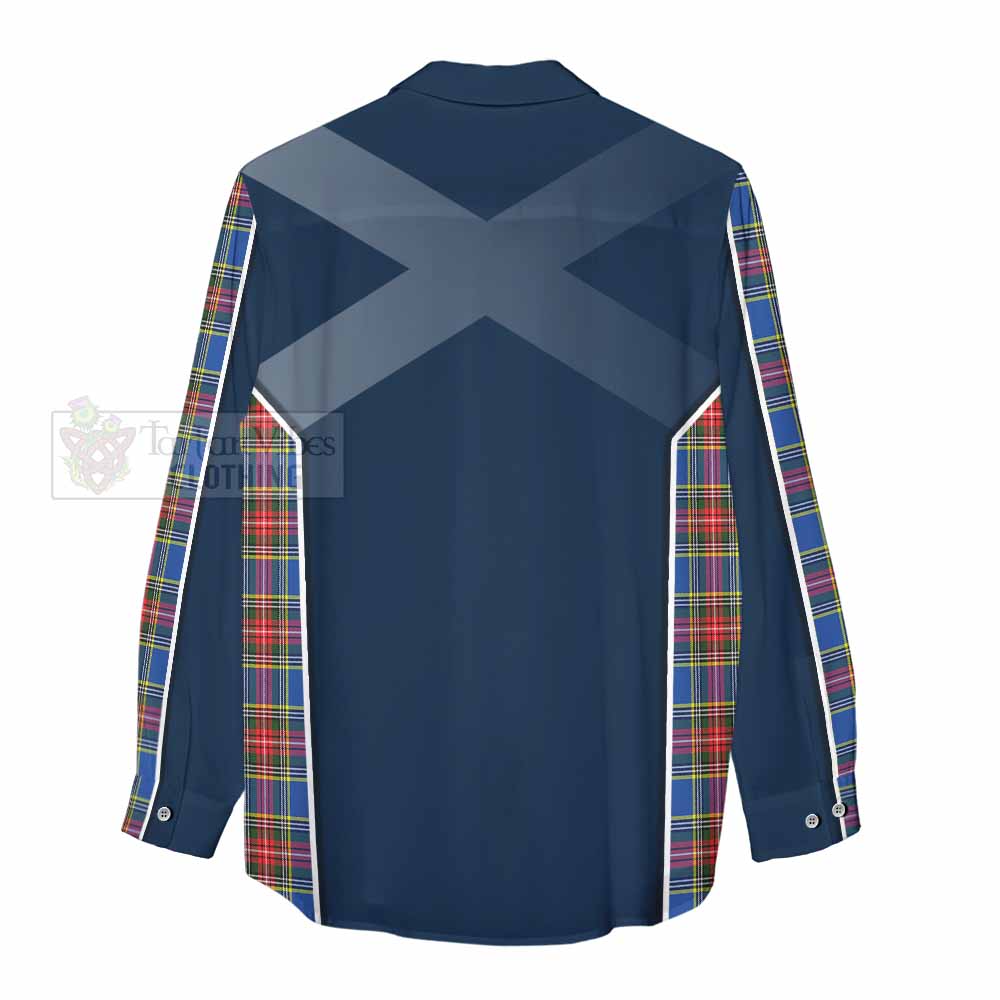 Tartan Vibes Clothing MacBeth (McBeth) Tartan Women's Casual Shirt with Family Crest and Lion Rampant Vibes Sport Style