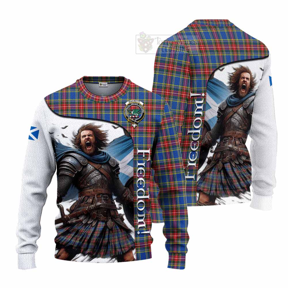 Tartan Vibes Clothing MacBeth (McBeth) Crest Tartan Knitted Sweater Inspired by the Freedom of Scottish Warrior