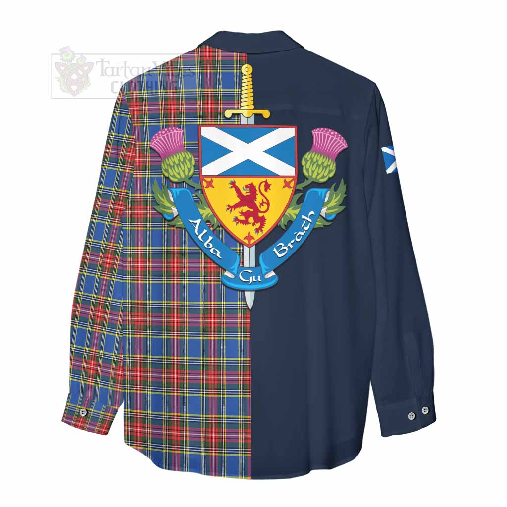 Tartan Vibes Clothing MacBeth (McBeth) Tartan Women's Casual Shirt Alba with Scottish Lion Royal Arm Half Style