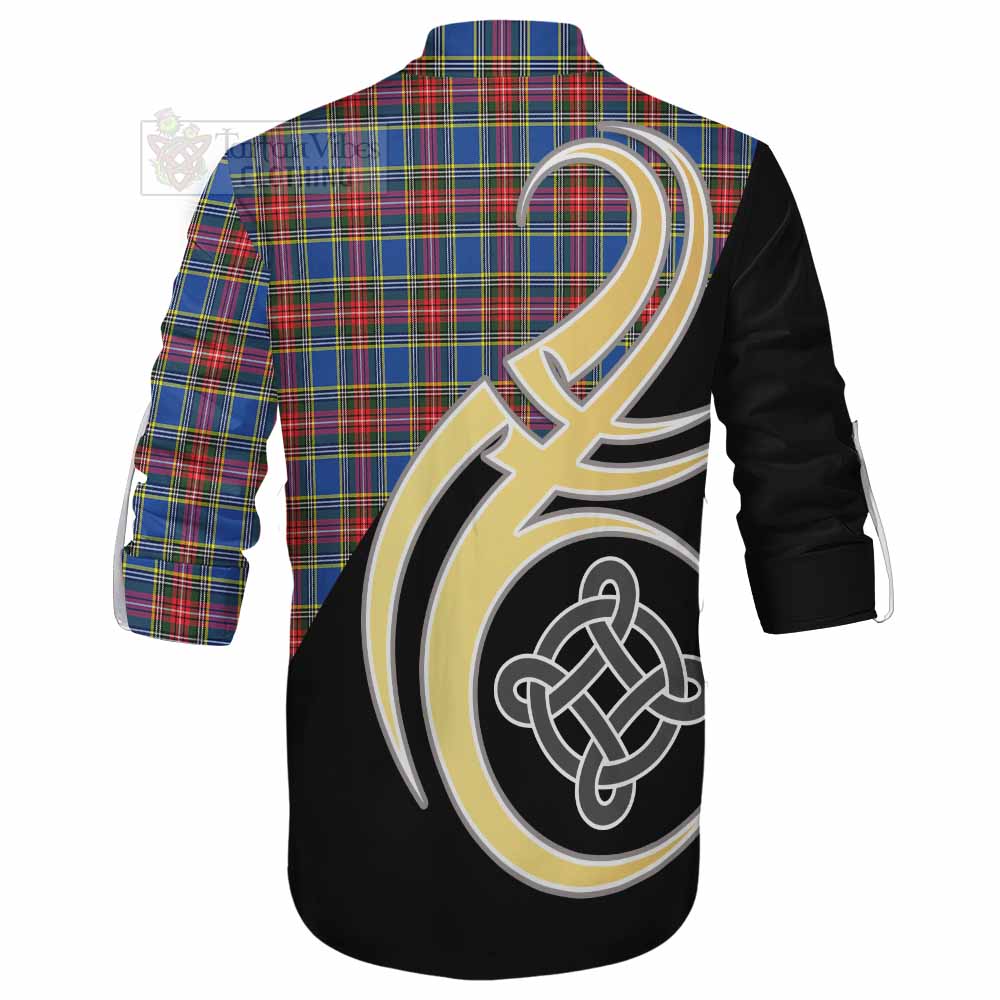 Tartan Vibes Clothing MacBeth (McBeth) Tartan Ghillie Kilt Shirt with Family Crest and Celtic Symbol Style