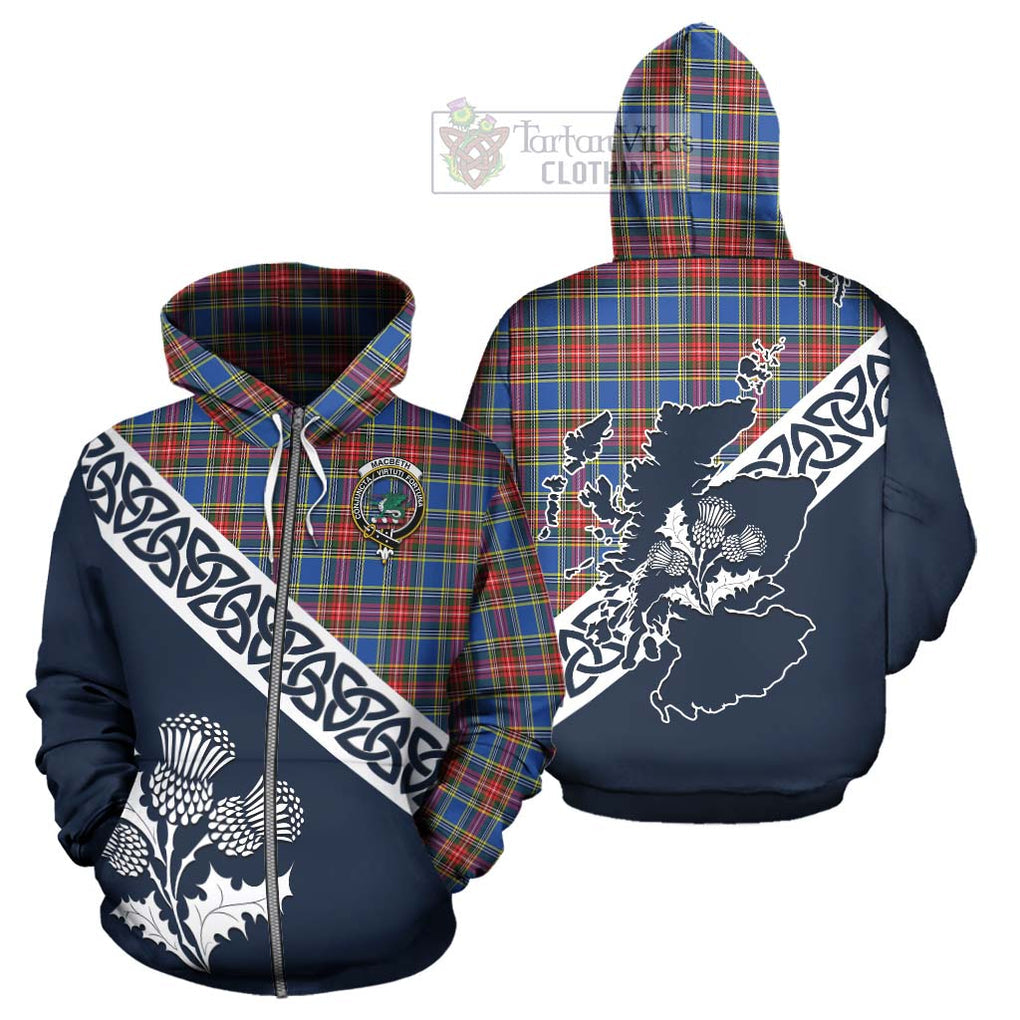 Tartan Vibes Clothing MacBeth (McBeth) Tartan Hoodie Featuring Thistle and Scotland Map