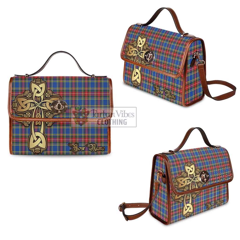 Tartan Vibes Clothing MacBeth (McBeth) Tartan Waterproof Canvas Bag Golden Thistle Celtic Cross Style