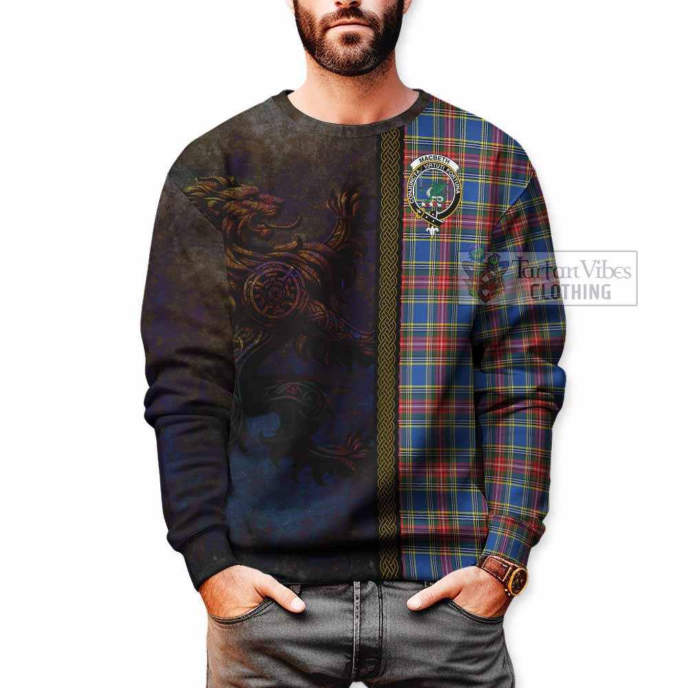 MacBeth (McBeth) Tartan Family Crest Sweatshirt Alba Gu Brath Be Brave Lion Ancient Style - Tartan Vibes Clothing