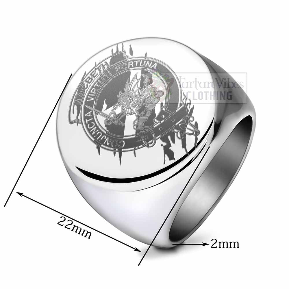 Tartan Vibes Clothing MacBeth (McBeth) Clan Crest Engraved Ring Scotland In Me Style