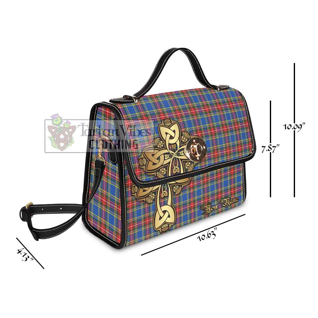 Tartan Vibes Clothing MacBeth (McBeth) Tartan Waterproof Canvas Bag Golden Thistle Celtic Cross Style