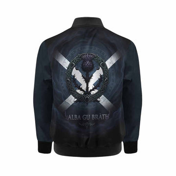 MacBeth (McBeth) Clan Crest Kid Bomber Jacket with Celtic Knot Thistle and Saltire Kid - Tartan Vibes Clothing