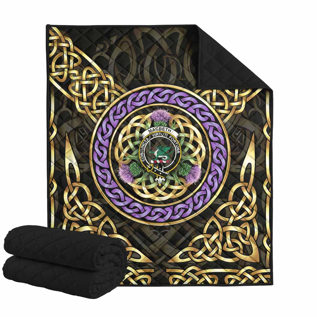 MacBeth (McBeth) Clan Crest Premium Quilt Celtic Scottish Thistle Super King Quilt 91" x 110" - Tartan Vibes Clothing