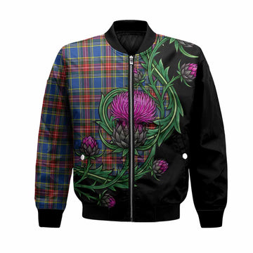 MacBeth (McBeth) Tartan Bomber Jacket Resilient Scottish Thistle Unisex Black - Tartan Vibes Clothing